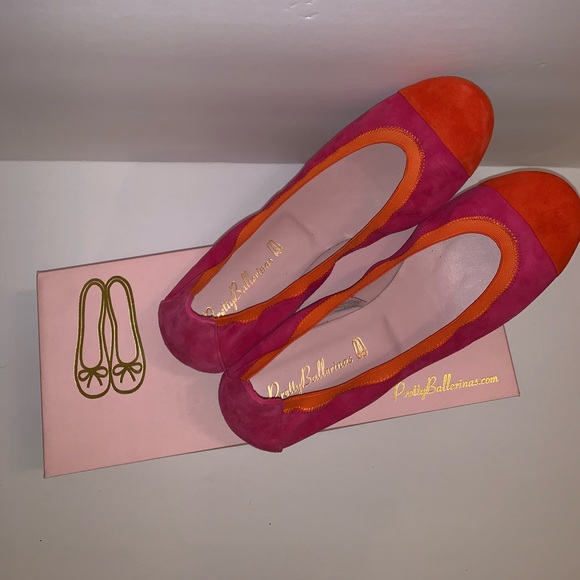 Pretty Ballerinas Shoes - Pretty Ballerinas Brand Pink/Orange Suede Flats